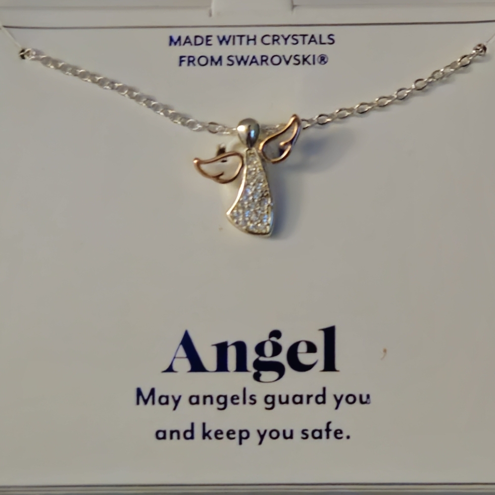 Swarovski Gold and Silver Angel Necklace